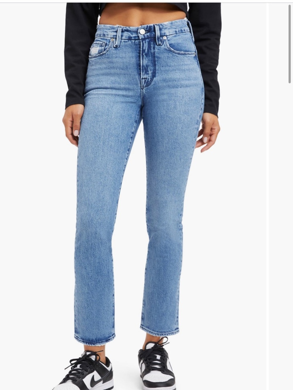 Good American High Waist Ankle Straight Leg Organic Cotton Jeans